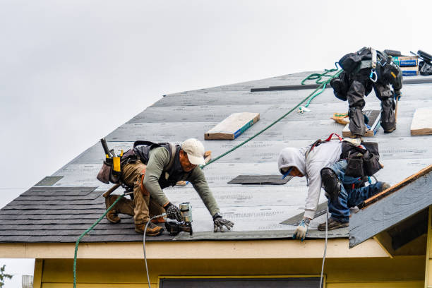 Professional Roof Installation technician working in East Poland, ME